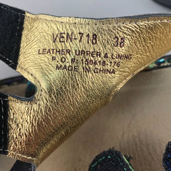 ALEGRIA Women's 38 (8-8.5) Venus Multicolor Gleam Leather Strappy Wedge Sandals - Picture 12 of 13